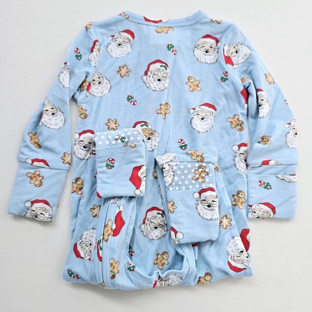 NWT Tullabee Vintage Santa Sleeper Bamboo Blue 3/6 Month Baby - Picture 5 of 6